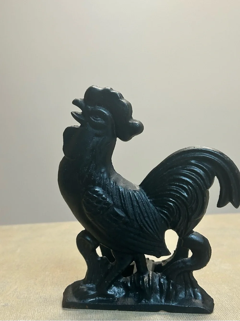 Vintage Cast Iron Rooster Chicken Napkin Holder Black